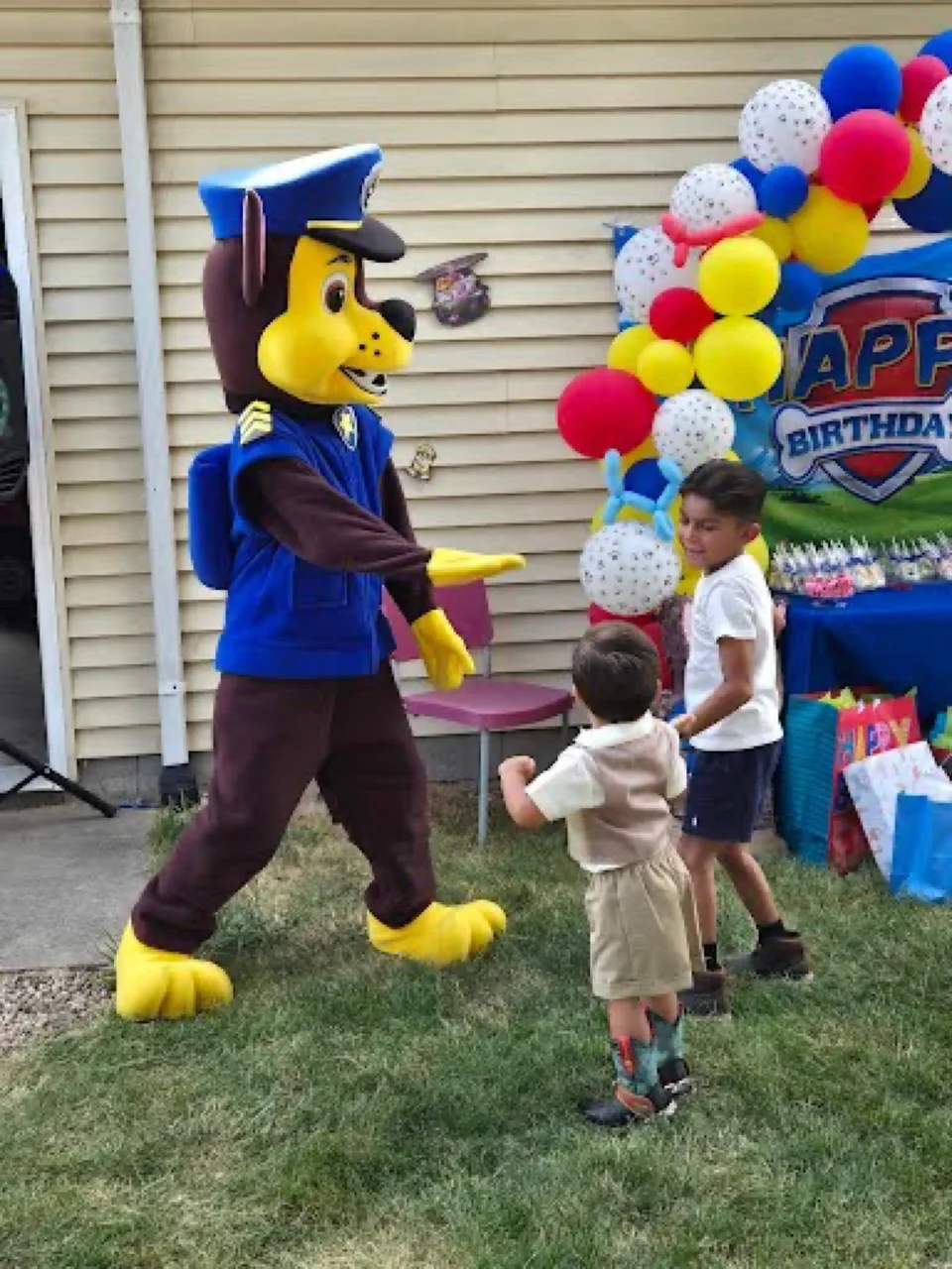 Police Rescue Pup party character in Boise