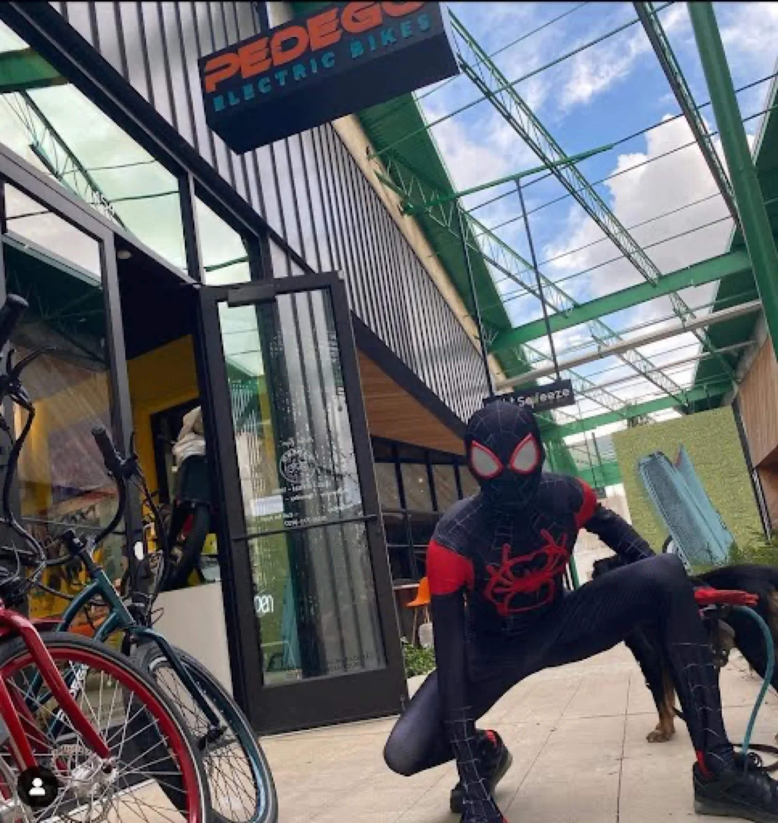 Masked Web Hero party character in Boise